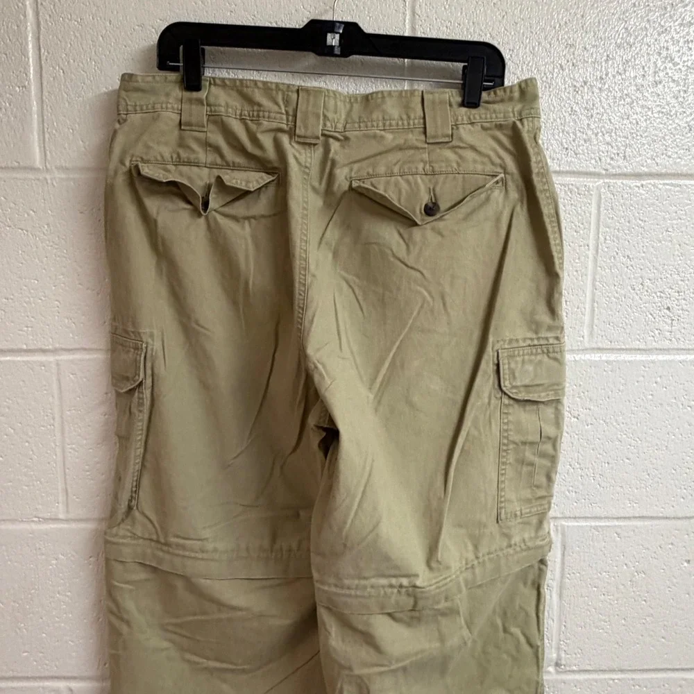 LL Bean Mens Convertible Zip Off Cargo Pants 35x32 Khaki Utility Hiking Pants